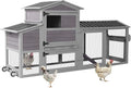 Mobile Chicken Coop with Nesting Box, Outdoor Hen House Poultry Cage with Casters X-Large