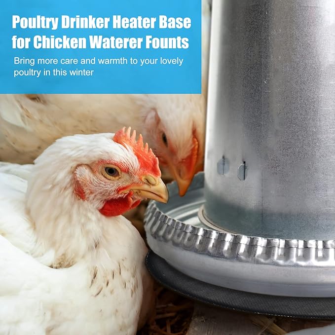 3 PCS Poultry Water Heater Base, 57W Heated Chicken Waterer, Anti Scald 7.5" Black Silicone Chicken Water Heater Pad for Winter with Plug 6.5 Feet Wire