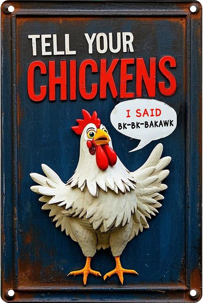 Chicken Retro Tin Sign Vintage Metal Poster Wall Art Chicken Decor for Coops Farms Yard Home Bar Cafe Garage or Office - Thoughtful Chicken Gift Idea