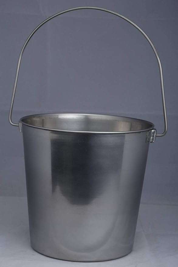 Indipets Heavy Duty Stainless Steel Pail - 13 Quart - Durable Dog Food and Water Storage