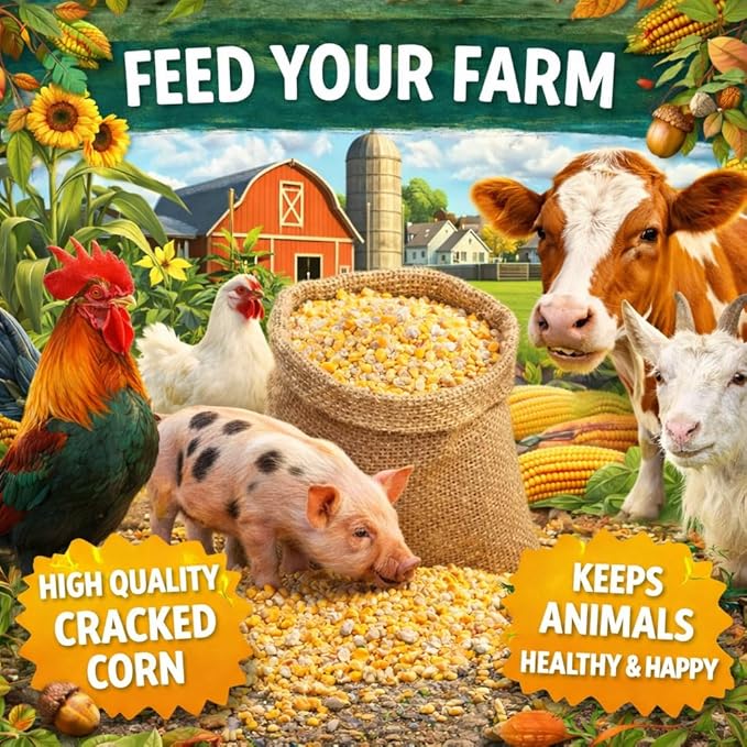 Cracked Corn for Animals | 10 LB Bulk Value Bag | – All-Natural Dried Feed for Birds, Ducks, Chickens, Wildlife Deer & Backyard Animals