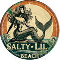 Mermaid Wall Art Decor Metal Sign Beach Vintage Round Plaque Nautical Themed Bar Cafe Home Decor Enthusiasts Gift for Friends and Family 8x8 In