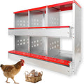 Chicken Nesting Boxes,6 Compartments Metal Chicken Laying Box with Roll Out Egg Collection with Large Vented Holes for Chickens, Hens, Ducks, Large Egg Laying Boxes (6 Compartments)