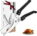 Heavy Duty Kitchen Poultry Shears - Professional Food Scissors for Spatchcocking Chicken, Cutting Raw Meat & Poultry Bones, Thick Steel Blades, Spring-Loaded, Dishwasher Safe Black