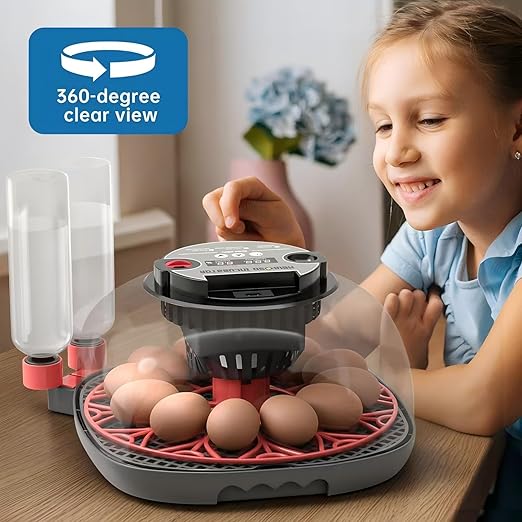 12-24 Egg Incubator with Humidity Display, Egg Candler, Automatic Egg Turner, for Hatching Chickens Duck Quail Parrot