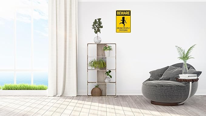 Metal Sign Beware Drunk People Crossing Metal Sign Post Funny Wall Signs Drinking Home Decor Alcohol Gifts Funny Bar Signs 8x12 Inch