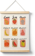 AQYIP Fruit of the Spirit Christian Wall Art Christian Kitchen Decor, Trendy Retro Fruit Bible Verse Poster Canvas Prints for Kitchen Dining Room Home Wall Decoration, 12x16 Inch