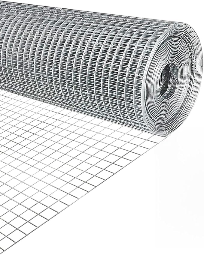 19 Gauge 1/2 Inch Hardware Cloth - Double Hot-Dipped Galvanized After Welding Steel Mesh - Duty Rust Proof Fencing for Gardens, Poultry Animal Netting Cage Screen (48inx1200in)