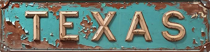 Rustic Texas Metal Tin Sign 4x16 in Vintage Wall Art with for Home Door Garden Man Cave Club and Farmhouse Decor