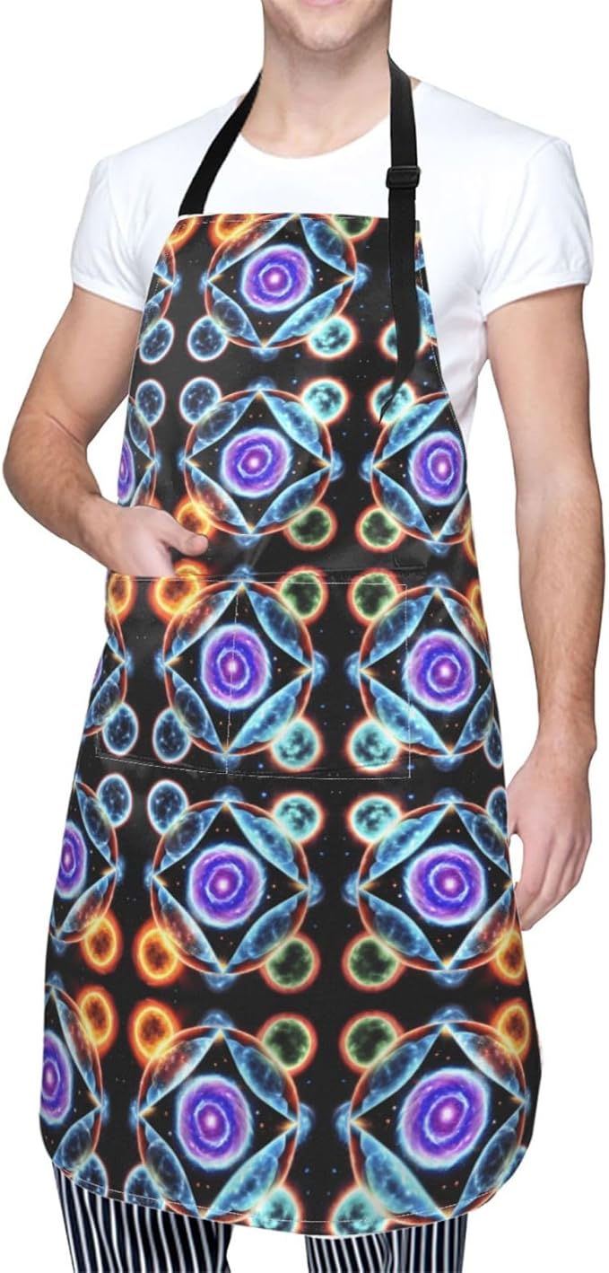 Multidimensional Space Heavy Duty Waterproof Apron with Pockets for AdultsResistant Grilling, Gardening, Painting