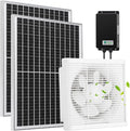 Solar Exhaust Fan, Solar Powered Vent Fan Kit for Outside Greenhouse Shed Chicken Coop (10" Fan with Battery)