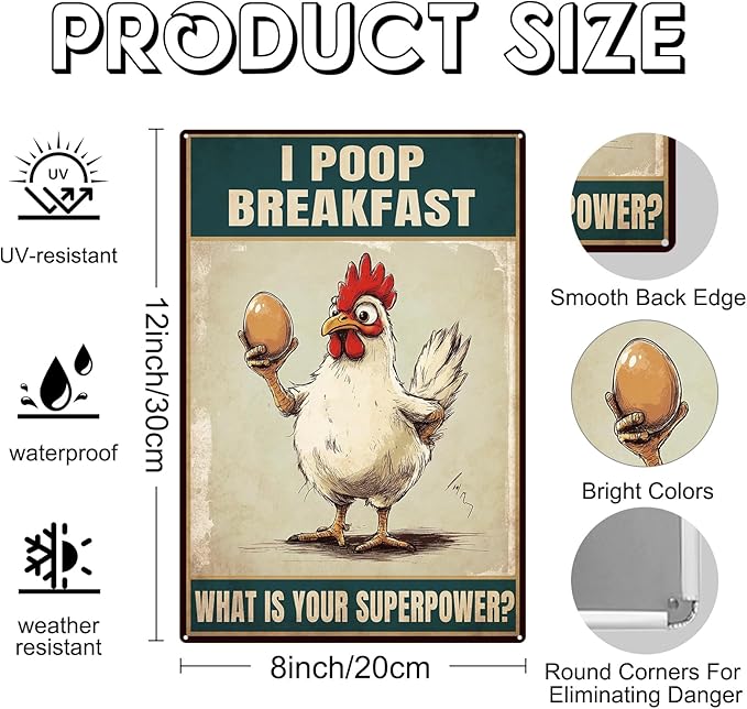 Funny Chicken Coop Sign Chicken Kitchen Decor Farmhouse Home Decor Outdoor Yard Metal Sign For Home Garden 8×12 Tin Sign