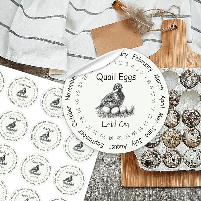 320 Pcs Quail Farm Fresh Eggs Stickers, 2 Inch Round Unwashed Eggs Carton Labels Sticker PET Adhesive Egg Packaging Stickers for Box Container Carton Farm Supplies