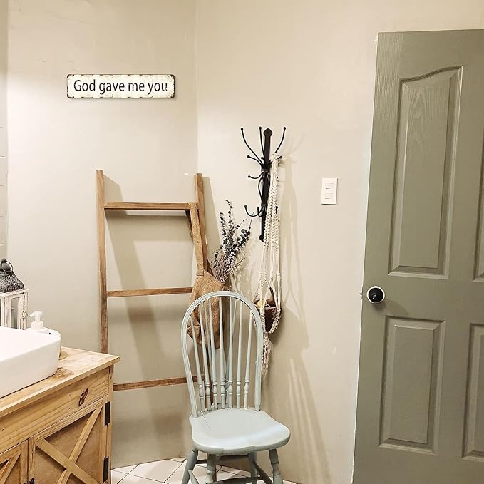 God Gave Me You Tin Sign 4x16 Inch - Vintage Religious Wall Decor for Home, Church, Farmhouse - Rustproof Christian Gift for Wedding, Anniversary - Inspirational Scripture Metal Art (Antique Finish)