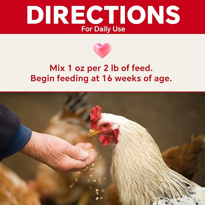 Chicken Vitamins & Electrolytes for Water — Immunity, Feather Health & Egg Production — Hydration + Glossy Feathers + Stronger Shells — Electrolytes, Calcium & Biotin, Vitamin D3 — 16 oz Powder