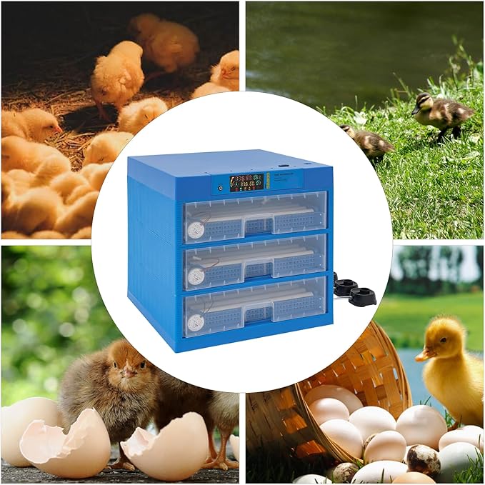 CNCEST Automatic Egg Incubator,Digital Poultry Hatcher Machine,LED Automatic Egg Turning & Temperature Control,32-210.2℉ General Purpose Incubator for Hatching Chicken Duck Quail Eggs (192 Egg)