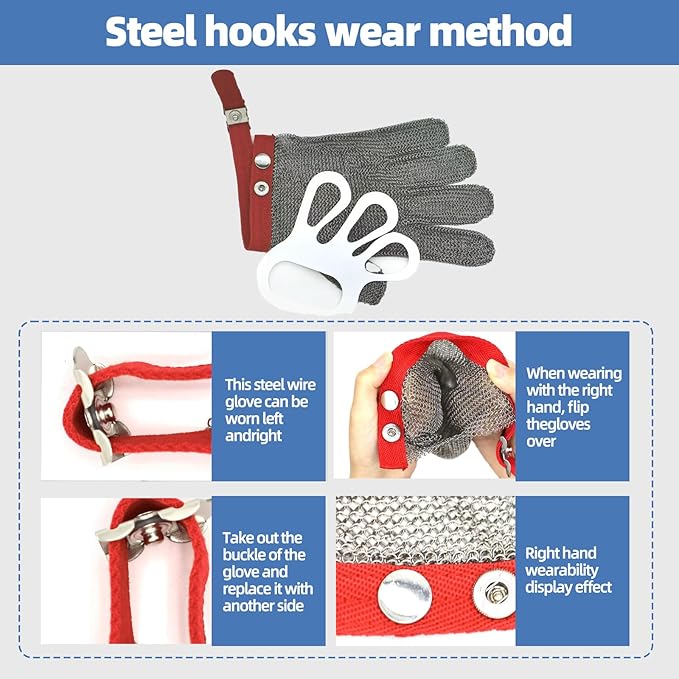 Metal Mesh Gloves - Stainless Steel Mesh Chain Cutting Gloves for Meat and Food Processing