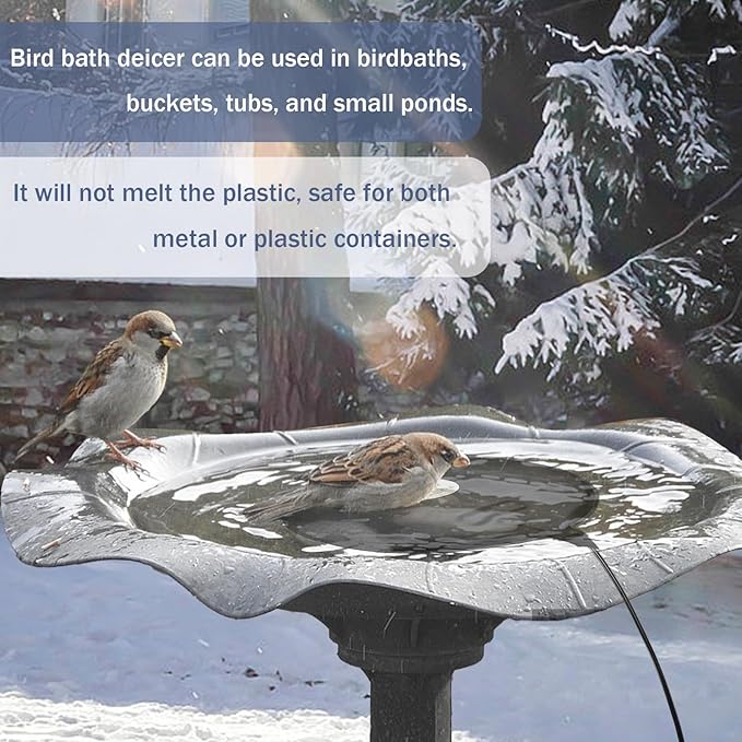 Bird Bath De Icer 60w Deicer 9.45-inch Submergible Utility with Thermostatic Controller in Winter for Chicken Livestock Animals Waterer Farm Trough