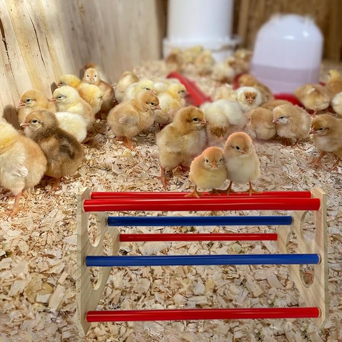 Chick Perch Wooden Roosting Bars with Sleeves Chick Stand Training Perch Chick Toy Accessories for Baby Chick Coop and Brooder Easy to Assemble and Clean