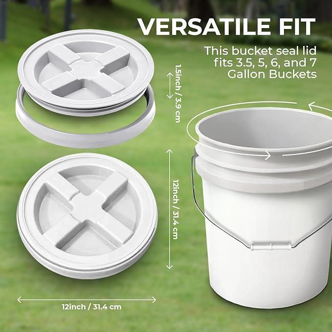 5-Gallon Blue Bucket Pail with Gamma Seal Screw on Airtight Lid, Metal Handles with Plastic Grip for Easy Carrying, Easy Stack and Store, Heavy-Duty 90MIL Extra Durable, Food Grade, BPA Free - 1 Pack