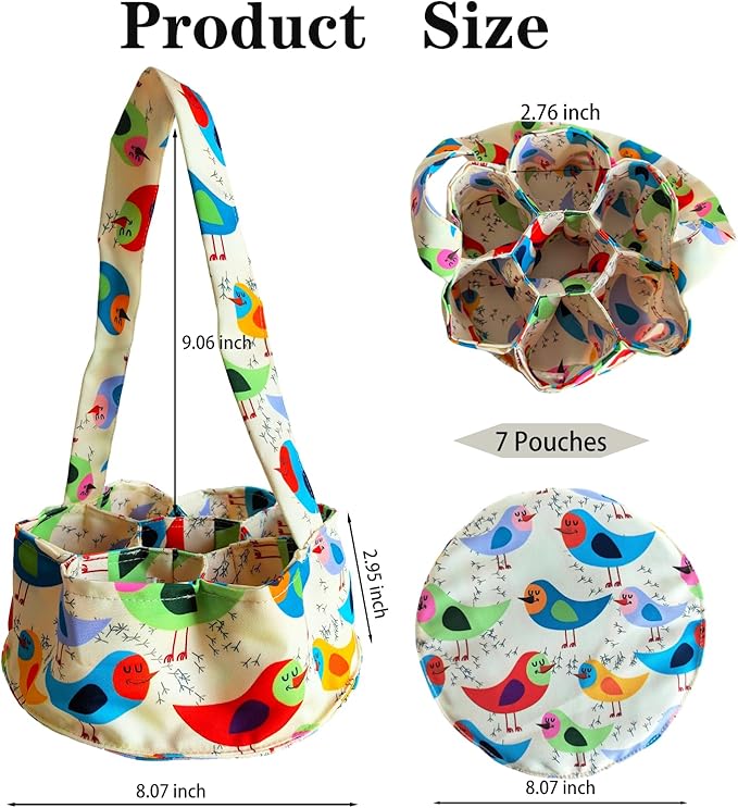 UKJENT Egg Collecting Basket, 7 Pouches Canvas Chicken Egg Gathering Basket, Machine Washable, Hold Different Size Eggs Collection Carrier Bag, Duck Goose Quail Fresh Eggs Collector, Farm & Home Use