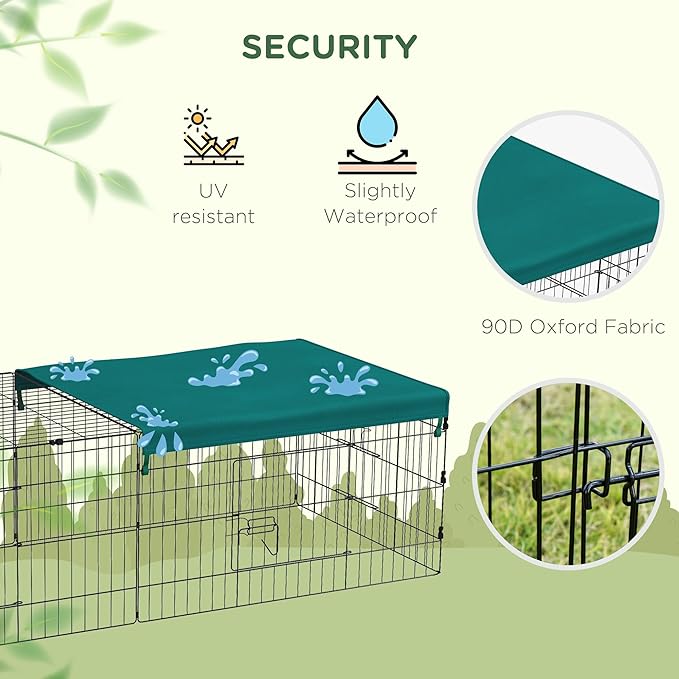 PawHut Metal Chicken Coop, 73" x 30" x 20" Chicken Run Pen for Yard with Cover, Portable Catio Poultry Cage Indoor Outdoor Backyard, Cat Cage for Rabbit, Duck, Hen, Small Animal, Chinchillas, Green