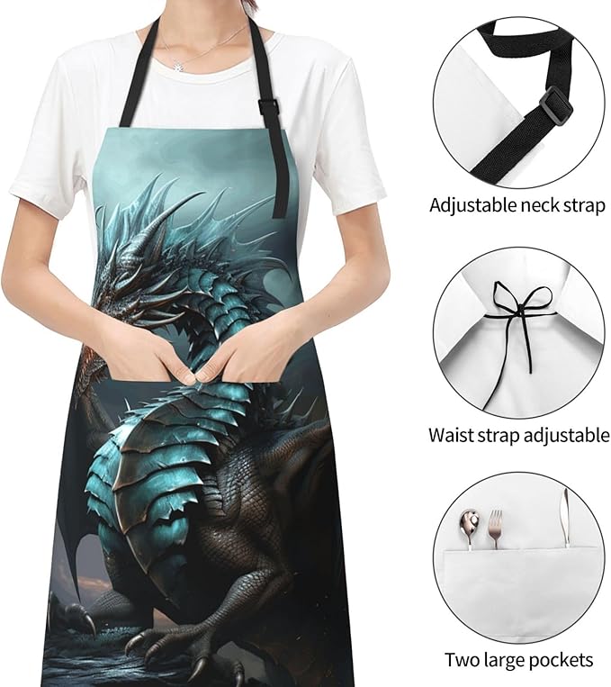 Waterproof Aprons for Women Men Adjustable Bib Cool Electric Guitar Apron Chef Cooking Aprons for Kitchen