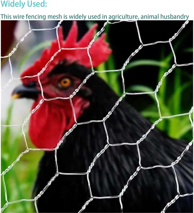 72 in x 50 ft, 2 inch Metal Mesh Pencing, Chicken Wire Fencing, Hexagonal Galvanized Poultry Wire Netting for Chicken, Duck, Goose, Rabbit Fencing