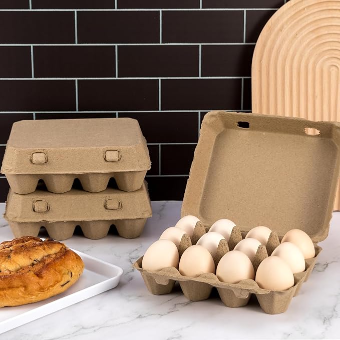 CINPIUK 50 Pack Egg Cartons, 3x4 Style Paper Pulp Egg Trays, Sturdy & Reusable Egg Holder 12 Count Dozen Chicken Egg Storage Tray for Farmers, Home Use & Transport