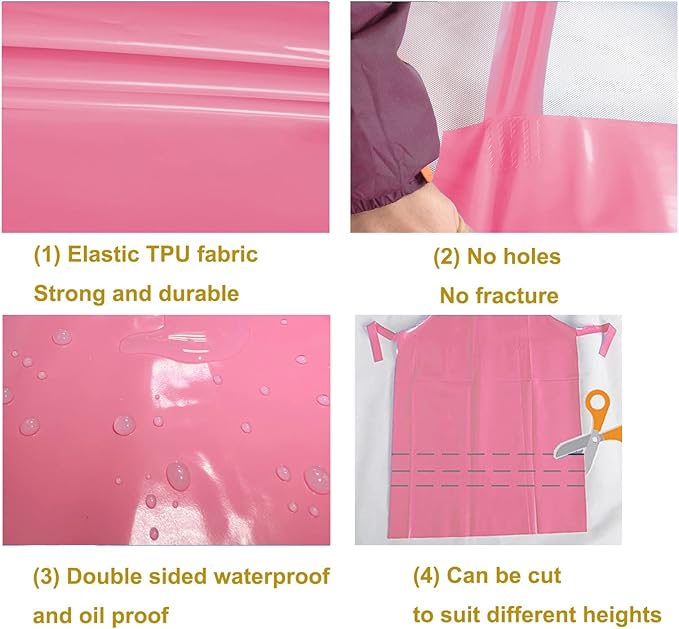 ELEBOX Waterproof Oil Proof Bib Apron Utility Apron Chemical Resistant Apron with Sleeve Work Apron Ultra Lightweight