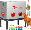 45 LB Automatic Chicken Feeder Metal Kit with Legs Locking Lid 6 Ports Large Poultry Feeder Vegetable Hanging String Bag Leg Rings Duck Chicken Coop Chick Feeder System Food Dispenser No Waste