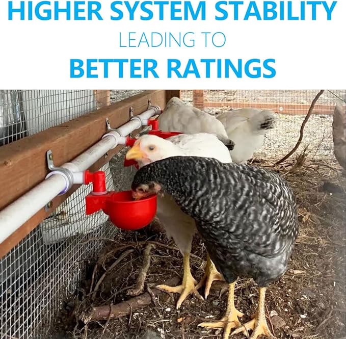 Automatic Chicken Watering System with PVC Pipe (Real Complete Set Pipeline) - 1/2" PVC Tee Fittings & Pipe & Garden Hose Connect to Water Tank, Automatic Poultry Waterer Feeder Kit