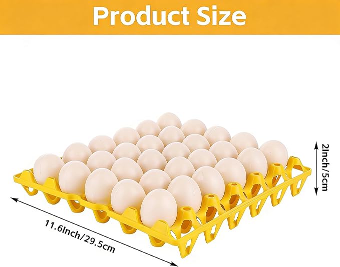 12PCS Plastic Egg Trays, 30-Cell Stackable Egg Crates, Egg Flats, Egg Cartons for Egg Packing, Storage, Shipping Fresh Eggs