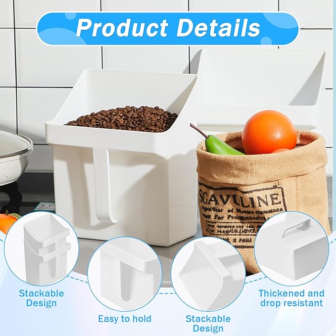 2 Pcs Large Feed Scoop 128 oz Plastic Utility Grain Scoop Ice Seed Enclosed Bucket Shovel with Side Handle for Horse Bird Chicken Livestock Animal Dry Food Restaurant Kitchen(White)