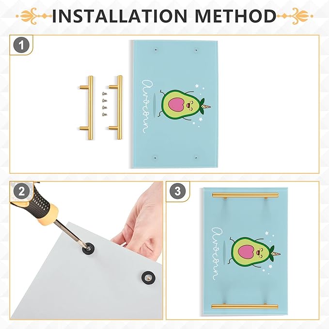 Bathroom Vanity Tray Counter Organizer, Cute Avocado Blue Decorative Tray with Handles Countertop Storage for Bathroom Bedroom Kitchen Home Farmhouse