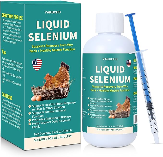 Liquid Selenium for Poultry Supports Muscle Function Stress Response Immune Balance Antioxidant Support Suitable for All Poultry 3.4 fl oz