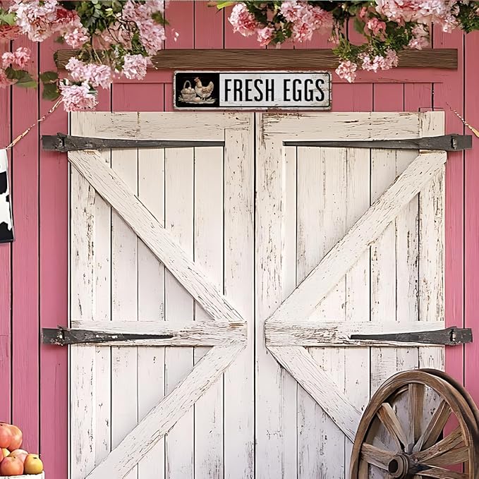 Chicken Decor Sign, Fresh Eggs Sign, Hens Coop Decor for Outdoor, Retro Metal Tin Signs 15.8x4 inches, Chicken Farm Decoration for Wall, Garden Yard Farmhouse Decors