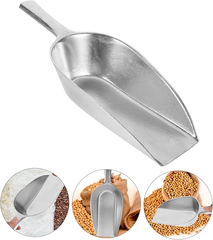 Multi-Function Aluminium Fodder Scoop for Livestock Feeding Retro Design Heavy Duty Metal Shovel for Rice and Feed for Farms and Homesteaders