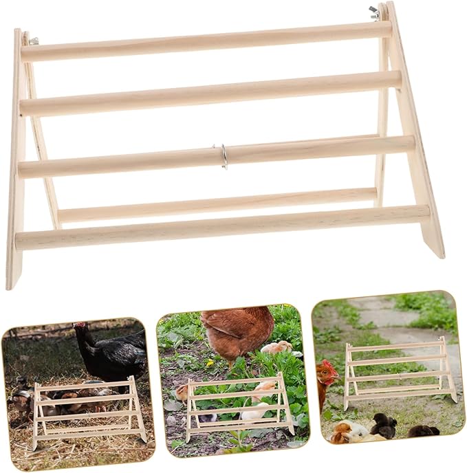 YARNOW Chicken Perch Stand Wooden Roosting Bar for Baby Chicks Detachable Easy Clean Poultry Coop Accessory 14.56X12.59X7.87 Inches