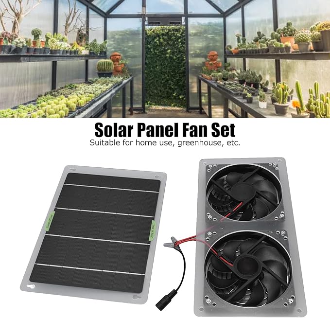 DAUERHAFT 100W Compact Solar Exhaust Ventilation Fan and Chicken Coop Fan for Greenhouses, Doghouses, Sheds