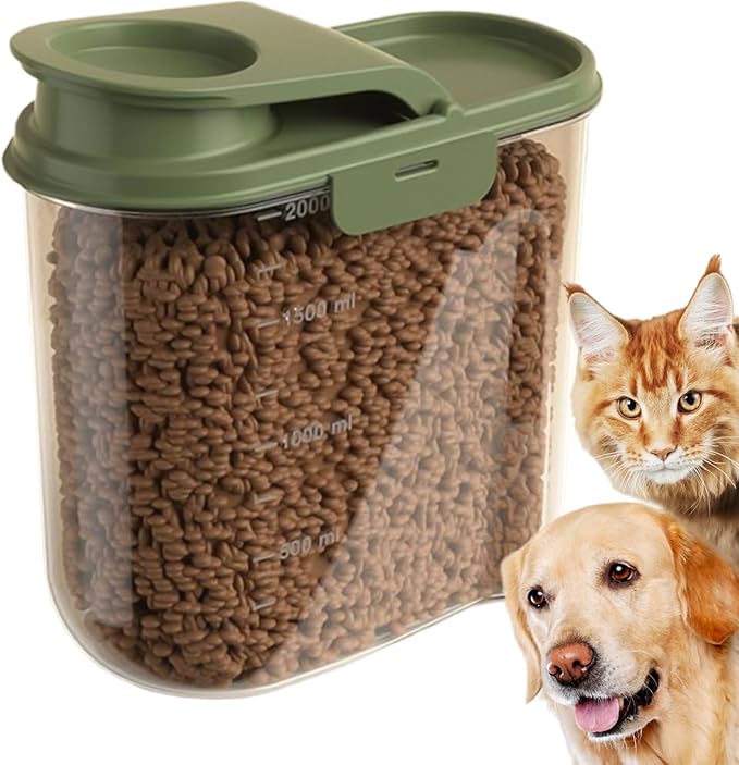 Pet Food Container - 2L Animal Food Storage Containers | Visible Grain Dispenser Large Capacity Anti-moisture Dust-proof for Kitchen Pantry Garage Barn Farm