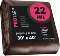 PROTARP Extreme Heavy Duty 22 Mil Tarp Cover, Waterproof, UV Resistant, Rip and Tear Proof, Poly Tarpaulin with Reinforced Edges for Roof, Camping, Patio, Pool, Boat. (Brown/Black 30′ X 40′)