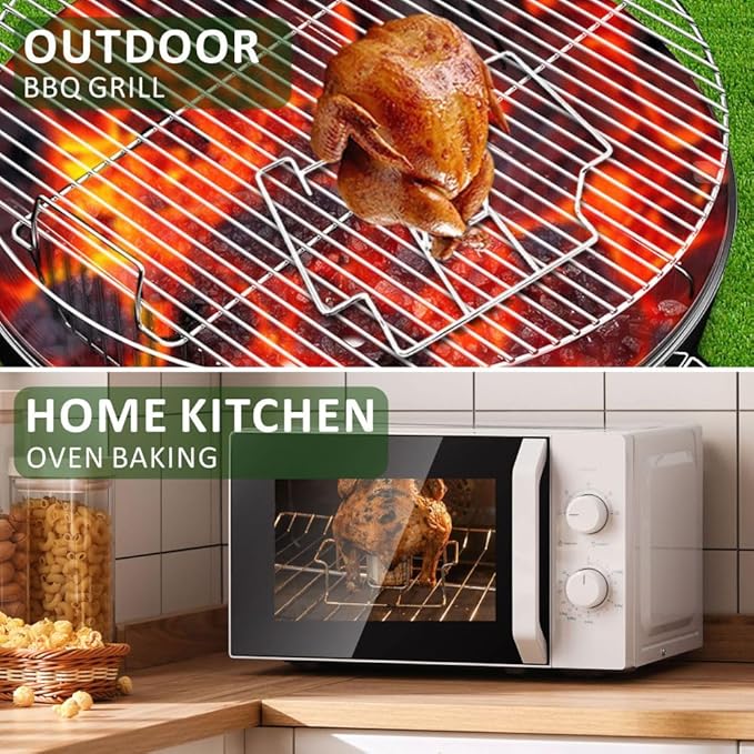Beer Can Chicken Holder & BBQ Glove Set - Beer Can Chicken Stand 1 Pack + 1 Pair Heat Resistant BBQ Gloves Grill Oven Smoker Roasted Chicken Rack Whole Chicken Duck Goose Beer Butt Chicken Stand