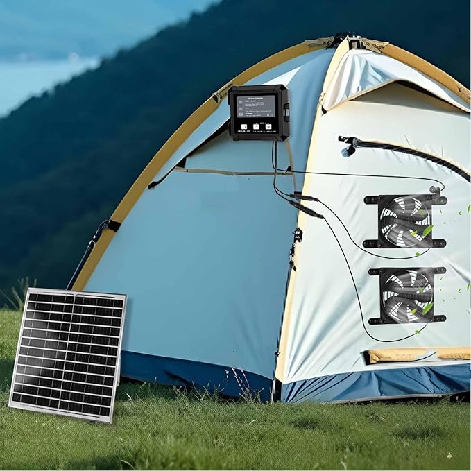 Chicken Coop Solar Fan, Durable Chicken Coop Ventilation Fan with Timer Function, Smart Sensing System, Strong Exhaust Fan with Solar Panel for Chicken Coops Greenhouses