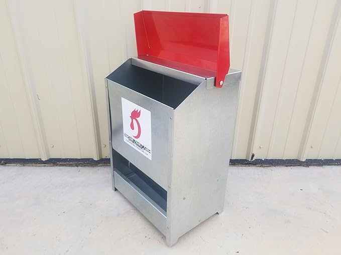 DUNCAN'S FAMILY FARM STORE Duncans Poultry 50 LB Double Sided Chicken Feeder. The Fat Boy Hold up to 50 LBS of Feed. Made in The USA and Comes Fully Assembled!
