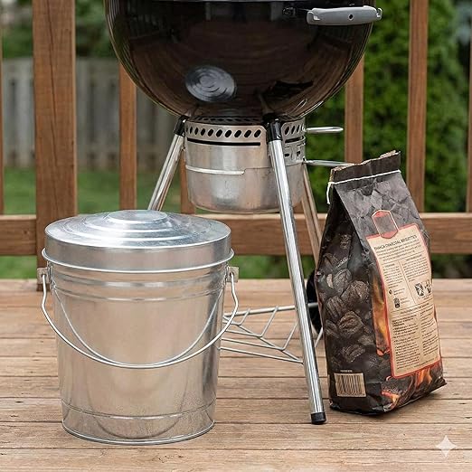 6 Gallon Galvanized Steel Storage Can with Locking Lid – Heavy Duty Metal Pail for Pet Food, Bird Seed, Ash & Charcoal, Rust Resistant & Weatherproof Outdoor Bin