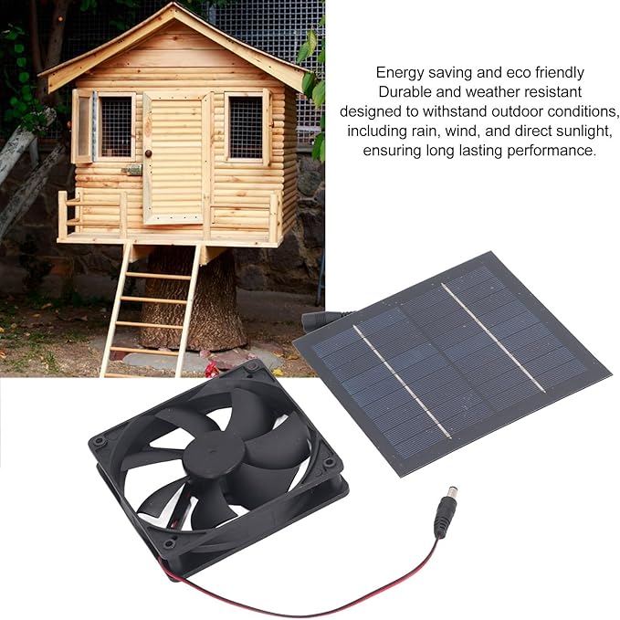Zunate Solar Powered Fan, 20W IP65 Solar Panel Fan Kit, Window Exhaust for Outside Small Chicken Coops Greenhouses