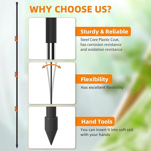25Pcs 46Inch Portable Electric Fence Posts Kit with 75 Insulators,Temporary Electric Fencing for Containment of Chicken,Cow,Sheep & Small Animals,Easy Setup Backyard and Garden Electric Fence Stakes