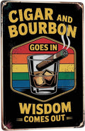 Novelty saying wall decor featuring Cigar And Whiskey Wisdom Comes Out Cigar Idea Metal Tin Sign Man Cave Bar Decor Perfect For Hanging In Lounge Office 8x12 inch metal sign for living room wall