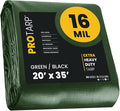 PROTARP Extra Heavy Duty 16 Mil Tarp Cover, Waterproof, UV Resistant, Rip and Tear Proof, Poly Tarpaulin with Reinforced Edges for Roof, Camping, Patio, Pool, Boat. (Green/Black 20′ X 35′)